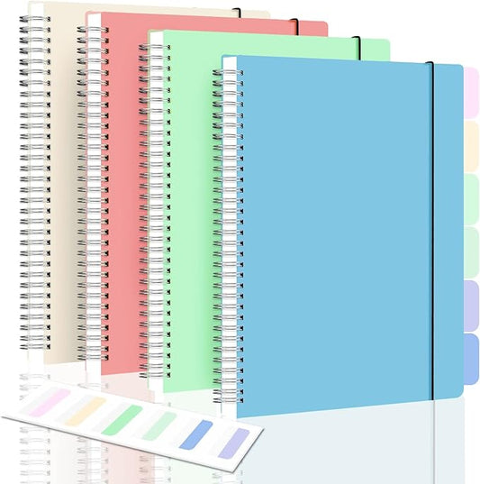 Spiral Notebook, 8.5" x 11" Dotted Journal Notebook, A4 Dot Grid Notebook Pack, 560 Pages Large Dot Journal for Bullet, Work, School, 24pcs Index Tabs, Thick Paper, Assorted Pastel Notebook