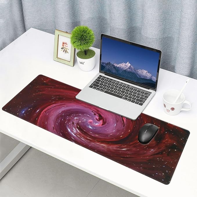 Universe Outer Space Galaxy XL Large Mouse Pad with Stitched Edges Long Non-Slip Rubber Base Mousepad Laptop Keyboard Mat Desk Pad for Office Home Desk Decor, 31.5" X 11.8"