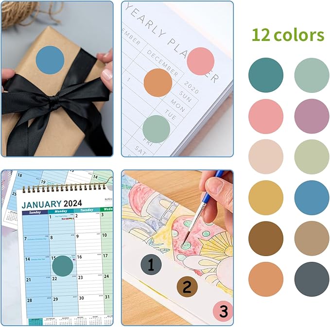 REGELETO Boho 4200 PCS 0.75 Inch 12 Colors Round Colored Dot Stickers for Students Teaching Papers, Color Coding Labels, Circle Dots Stickers for Office and Classroom (25 Sheets)