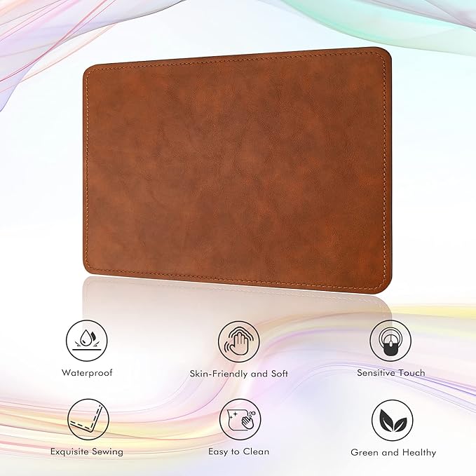 PU Leather Mouse Pad with Stitched Edge, Micro-Fiber Base, Non-Slip Waterproof, 8x11Inch (Ultramarine)