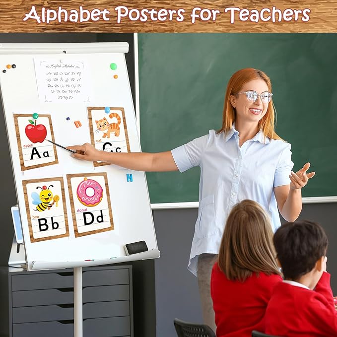 Alphabet Letters for Wall - ABC Alphabet Poster Classroom Wall Alphabet Alphabet Wall Chart Kindergarten Elementary Classroom Wall Decor Daycare Homeschool Supplies (Brown)