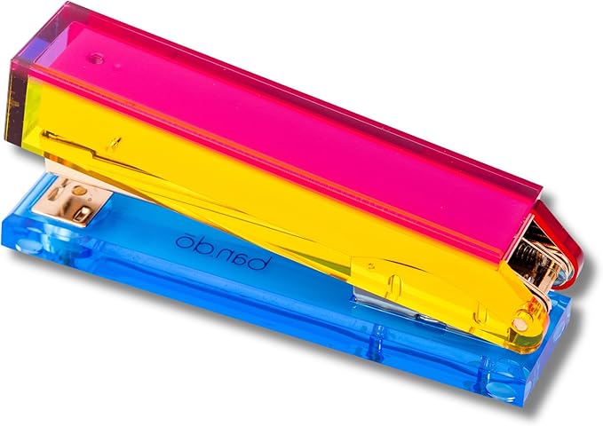 ban.do Cute Acrylic Stapler, Fun/Unique/Colorful Desk Accessories for Work/Office, Colorblock