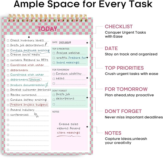 To Do List NotePad, Aesthetic To Do List Notebook for Work With 52 Sheet For Daily Tasks and Goal Setting, Undated Daily Planner Perfect for Office, Home and School Supplies - Bubble Checkered