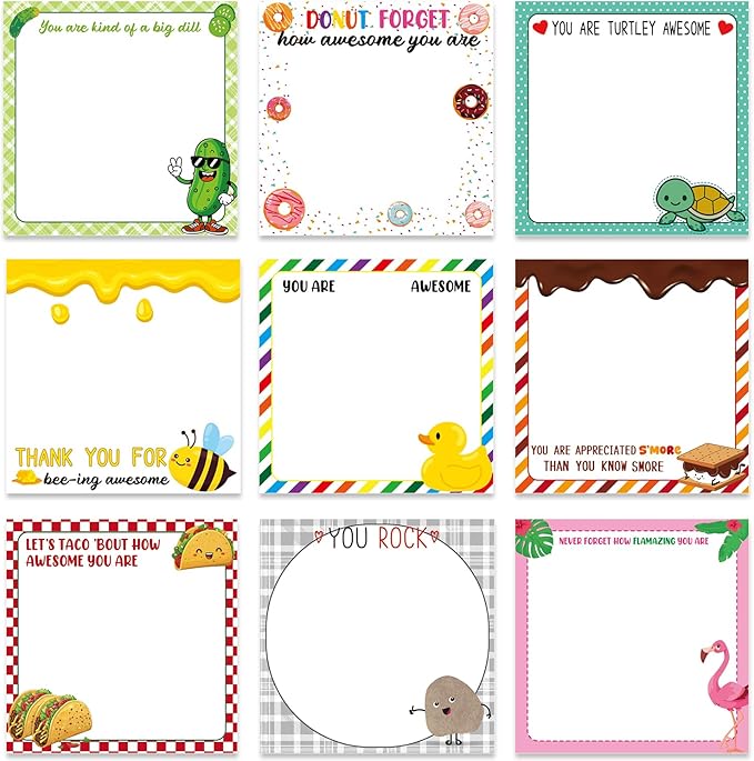 Inspirational Sticky Notes Gifts - 9 Pack Fun Positive Notepads 3x3 Inches, Funny Motivational Self-Adhesive Memo Pads, Positive Office Study Supplies Gift (450 Sheets)