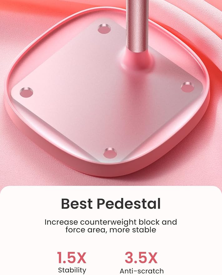 LISEN Pink Gifts Home Room Decor, Cute Phone Stand Desk Accessories for Women Office Supplies, Pink Kitchen Decor for iPhone Women Teen Girls Kawaii Essentials Vanity Decor Fits Switch iPad 4-10in