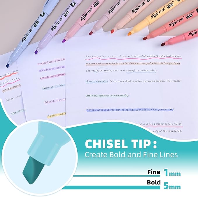 Pastel Highlighters Assorted Colors 16 Pack, 200 transparent sticky tabs, Chisel Tip Cute Aesthetic Highlighters No Bleed, Quick-Drying for Journaling, Bible Study, School Office Supplies