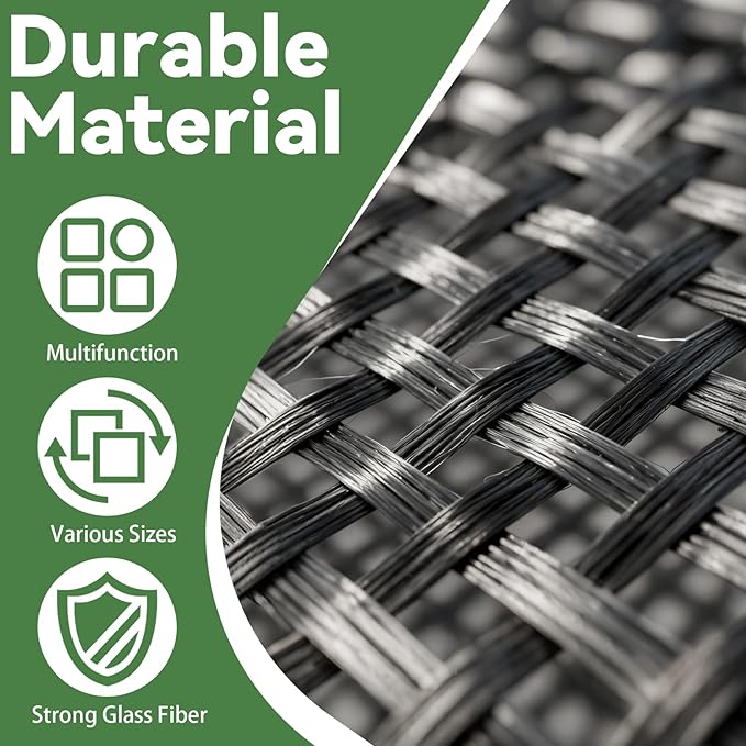 4ft x 100ft Fiberglass Geogrid for Retaining Walls, Bi-Directional 50kN Tensile Strength Geo Grid, 0.8" Mesh Soil Stabilization Fabric for Retaining Walls Up to 6 ft, Driveways & Ground Reinforcement