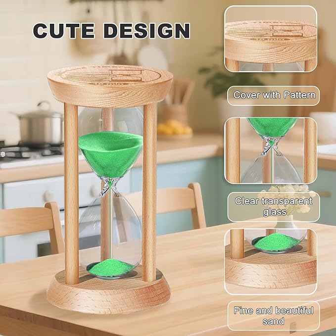 SuLiao Wooden Sand Timer 3 Minute Hourglass, Wood Turquoise Sand Clock, Small Watch 3 Min Timer, Hour Glass Sandglass for Home, Reloj De Arena, Office, Decorative, Game, Classroom