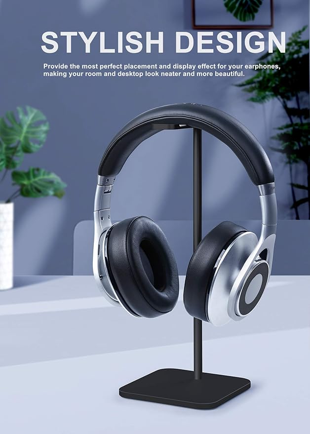 MHQJRH Aluminum Headphone Stand Headset Holder for Sennheiser, Sony, Bose, Beats,AKG, Razer Headphone Display Stand (Black)
