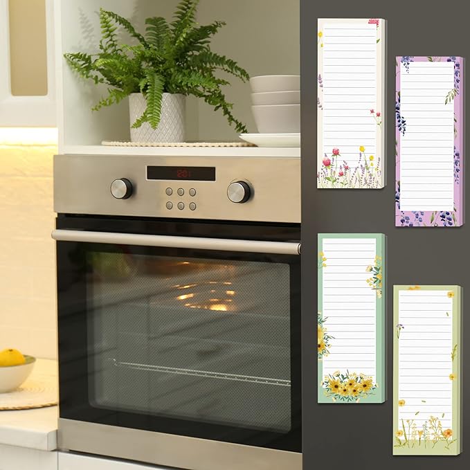 Sinmoe 12 Pack Grocery List Magnet Pad for Fridge Magnetic Notepads for Refrigerator Shopping to Do List Memo Notepad for Shopping for Women men(Floral Style)