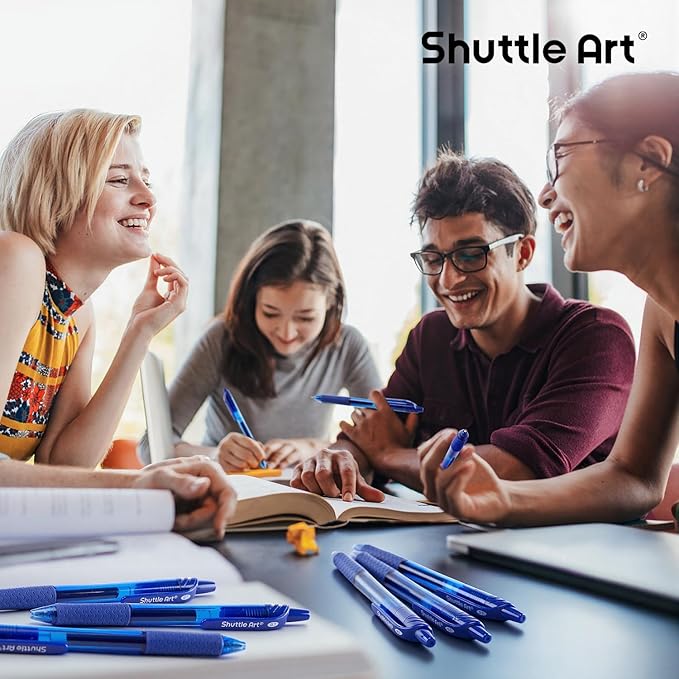 Shuttle Art Blue Gel Pens, 40 Pack Retractable 0.7mm Medium Point Rollerball Blue Ink Pens Smooth Writing with Comfortable Grip for Writing Journaling Taking Notes Office School Home