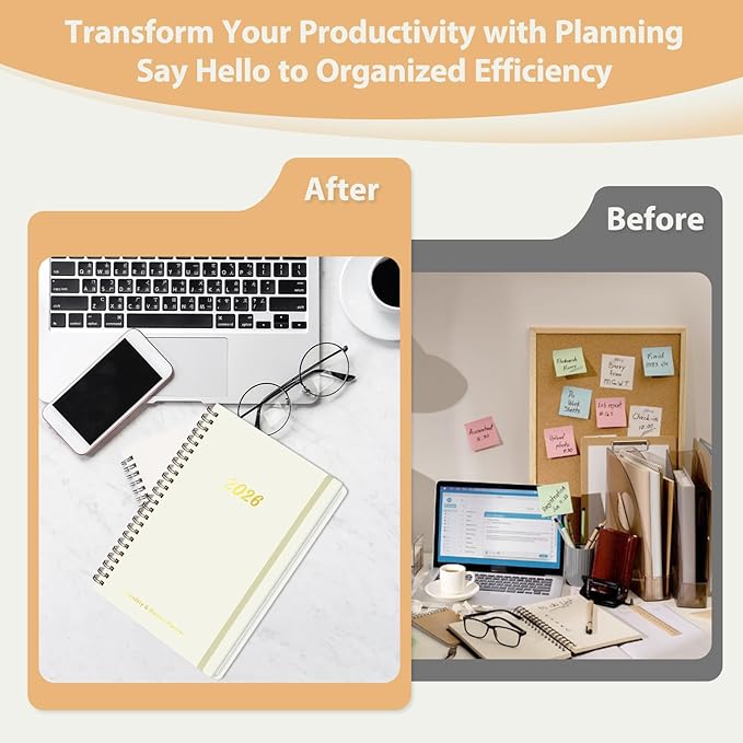 2026 Planner, Weekly and Monthly Calendar Planning Agenda, Jan - Dec 2026, Academic Planner Book, Desk Accessories and Office School Supplies - A5 (6.3'' x 8.5'')