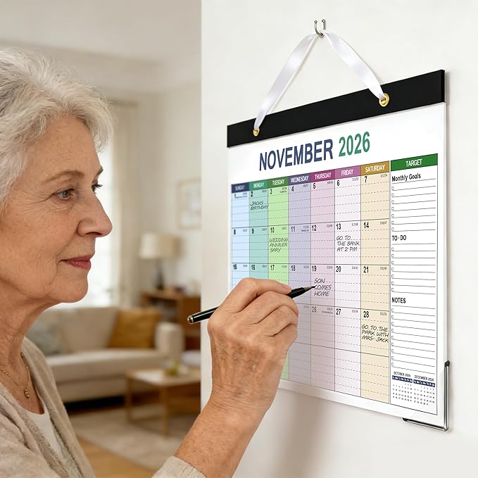 Desk Calendar 2026-2027, 18 Months Calendar from Jan. 2026 to Jun. 2027, 17" x 12" Large Desktop/Wall Monthly Calendar with Corner Protectors, Ample Space ＆ Target for Home, School, Office