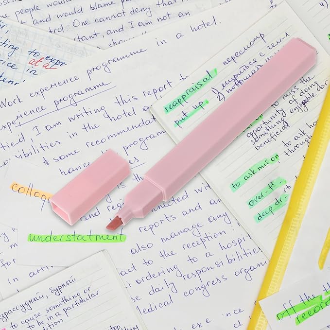 PATIKIL Highlighter Pen, 6 Pack Quick Dry Broad Tip Underline Writing Marker Pens for Office Home Daily Use Style 1, Pink/Grey/Yellow/Green/Purple/Blue