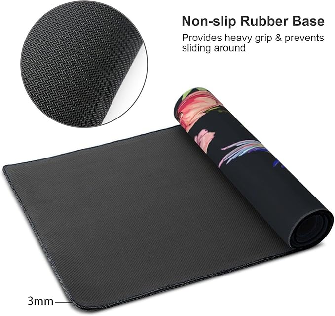 Extra Large Mouse Pads Hummingbirds and Flowers XXL Extended Mousepad with Stitched Edges Non-Slip Rubber Base Computer Keyboard Pad Desk Mat for Home Office Desk Decor, 35.4" X 15.7"