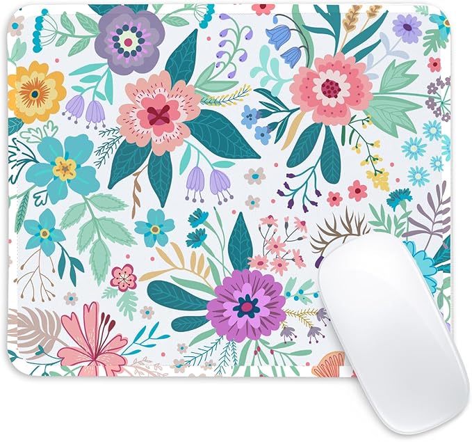 Flower Square Mouse Pad,Non-Slip Rubber Base Mouse Pad,Home Office Decoration Desktop Accessory,Laptop Mouse Pad for Office Laptops,9.4x7.8x0.12inch 6