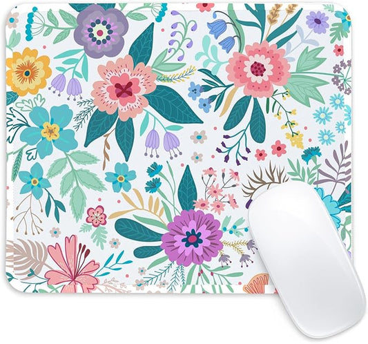 Flower Square Mouse Pad,Non-Slip Rubber Base Mouse Pad,Home Office Decoration Desktop Accessory,Laptop Mouse Pad for Office Laptops,9.4x7.8x0.12inch 6