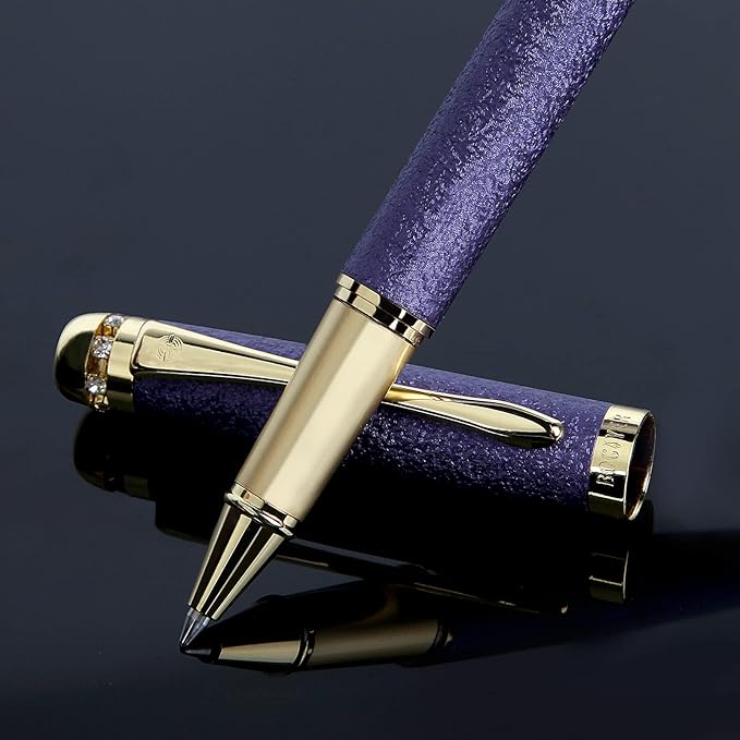 Rollerball Liquid Ink Pens,Best Luxury Ball Pen Gift Set for Women,Black Ink Fancy Pen Refillable for Executive Office,Professional,pretty pens,cool pens,Nice cute Designer Pens(Purple)