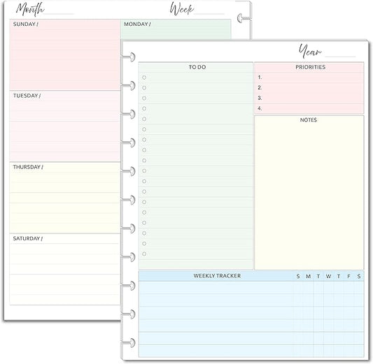 Undated Weekly Planner Inserts fits 11-Disc Letter Size. Fits; TUL Letter, Staples ARC Notebook, Levenger Circa, NOTIQ Letra 11-Disc (XL1), Marta Stewart (11 Disc, Letter)