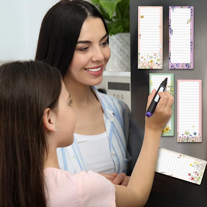 Sinmoe 12 Pack Grocery List Magnet Pad for Fridge Magnetic Notepads for Refrigerator Shopping to Do List Memo Notepad for Shopping for Women men(Floral Style)
