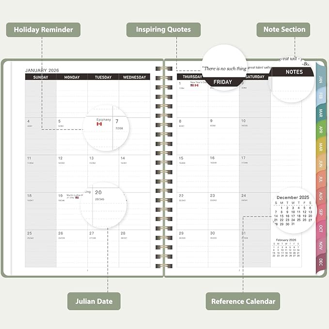 2026 Planner, 8.5" x 11" Weekly and Monthly Large Calendar Planner, Letter Size, Jan - Dec 2026, Hardcover Daily Agenda and Organizers for School Essentials & Office Supplies