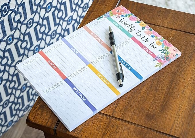 Sweetzer & Orange Floral Weekly To Do List Notepad. Magnetic Weekly Scheduler Task pad with Daily Planner Agenda Squares. 9x6” Day Scheduler 2026 - Student Journal, Work Notebook, and Checklist Notepad