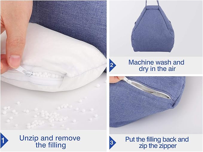 MoKo Tablet Pillow Stand, Lap Pillow Bed Sofa Soft Cushion Holder Xmas Gift for Phones Tablets Up to 11", Fit iPad 10th, iPad Pro 11 2022, iPad mini 6, iPad Air 4/3, Tab S6/S7 11" - Denim Blue