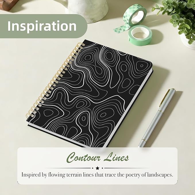 Stanoha Cute Spiral Notebook A5 Journal for Women Girls Kawaii Aesthetic Pretty Floral Design with Pocket, 8.5 x 5.7 inch, Graph, White Lines