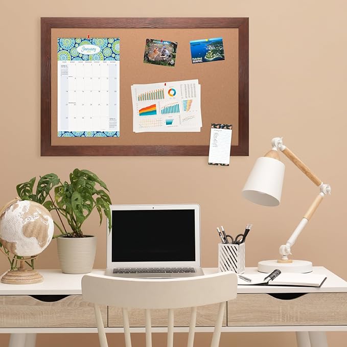 Excello Global Products 24" x 36" Rustic Wood Frame Corkboard