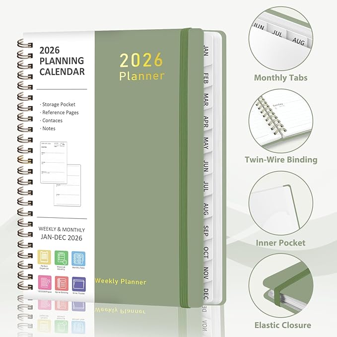 2026 Planner, Weekly and Monthly Calendar Academic Planner, Jan 2026 - Dec 2026, 8.5‘’ x 11'', Planning Agenda Book for Desk Accessories and School Supplies - Letter Size