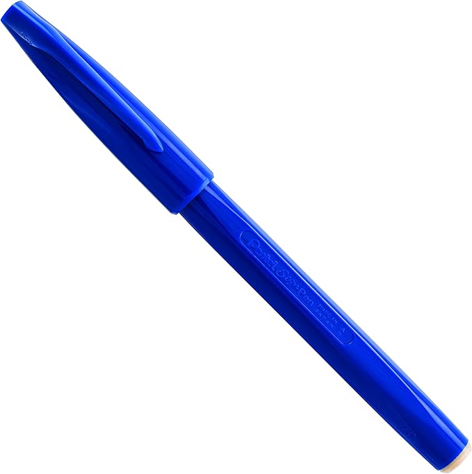 Pentel Sign Pen Fiber-Tipped Pen, Blue Ink, Box of 12 (S520-C)