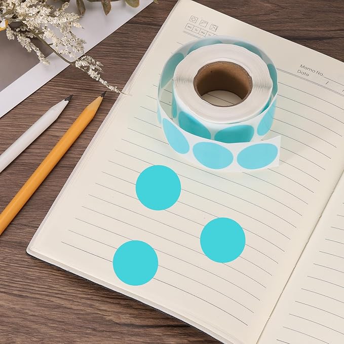 uxcell 500pcs Light Blue Round Stickers Roll 1 Inch Self-Adhesive Stickers Coding Label Removable for DIY Crafts Homework, Office, Shop, Home, Classroom Marking