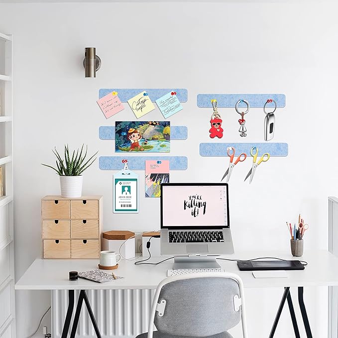 5 Pack Bulletin Board for Bedrooms Offices Home Wall Decoration, Notice Board Self Adhesive Cork Board with 35 Push Pins for Paste Notes, Photos, Schedules