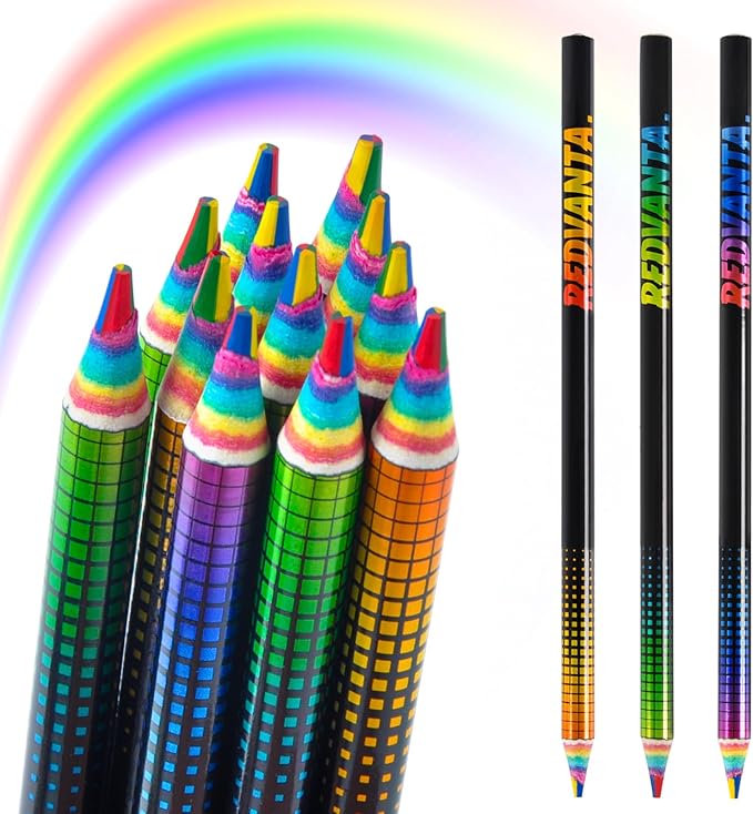 Easter Basket Stuffers, Rainbow Colored Pencils for Kids, Art Supplies for Coloring, Drawing, Shading, 12 Count