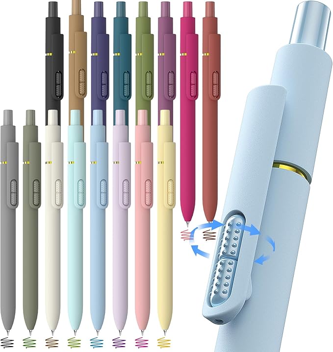 16 Pack Colorful Gel Ink Pens，Quick-Dry 0.7mm Fine Point Fidget Pens for Smooth Writing, Journaling & Drawing, Aesthetic Pens for Women, School & Office Supplies (16 Pcs Vintage＋Morandi Colors)