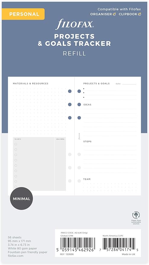 Filofax Personal Project Management Refill