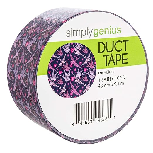 Simply Genius Duct Tape - 1.88 in x 10 Yd, Love Birds Pattern - Colored Tape & Strong Adhesive - Waterproof for Crafts & DIY
