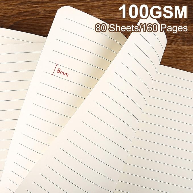 Lined Journal Notebook for Work College Ruled Note Book 7.2"x9.6" B5 PU Leather Daily Journaling 160 Pages for Women Men Writing Home School Supplies Business (Red)