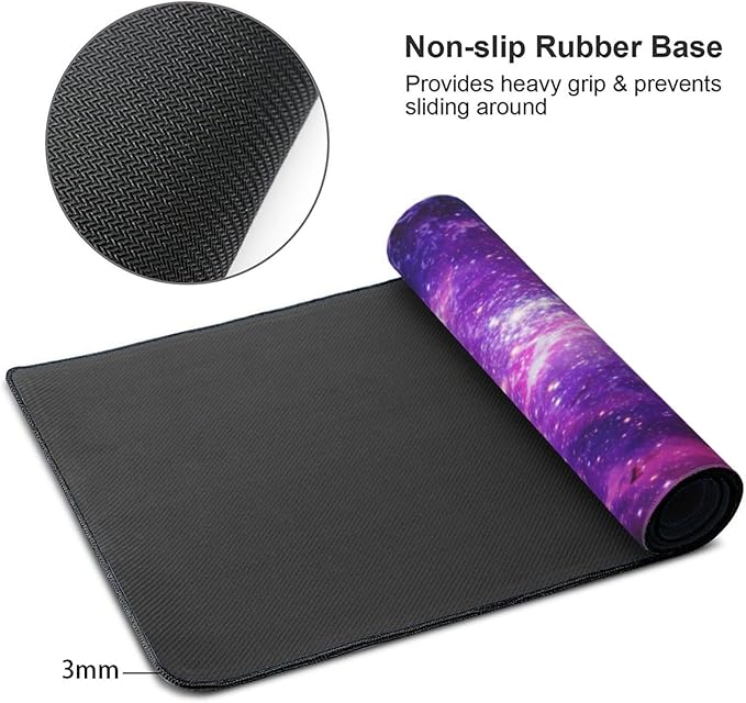 Bursting Galaxy Universe Mouse Pads XXL Extended Mousepad with Stitched Edges Outer Space Non-Slip Rubber Base Computer Keyboard Pad Desk Mat for Home Office Desk Decor, 35.4" X 15.7"