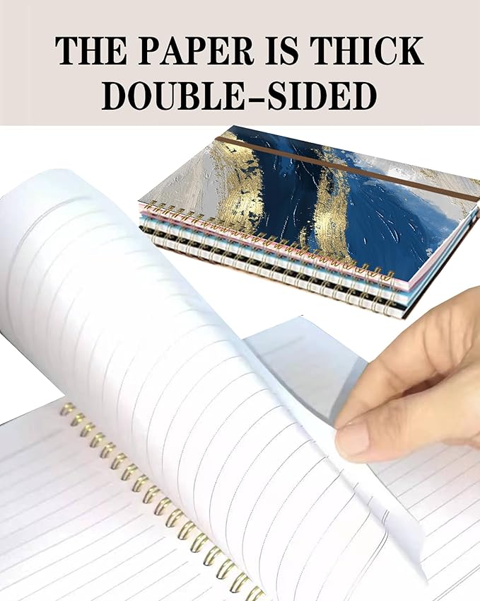 Spiral Journal Notebook, A5 Cute Notebooks for Women Men, College Ruled Hardcover Notebook for Work & Note Taking, 60 Pages Double-Wire Journals for Writing, Luxury Blue Marble