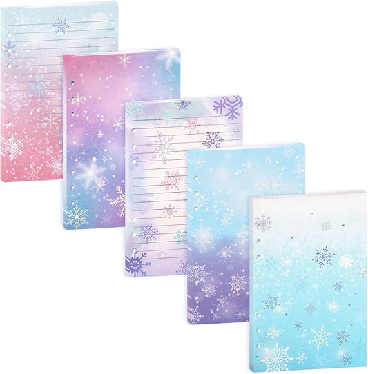 100 Sheets Snowflake A5 Refills Papers for Planner Insert Binder, 120GSM Thick Ice Princess Notebook Fillers, Magic 6 Hole Loose Leaf Papers for A5 6 Ring Binder Journal Diary Budget Winter Christmas