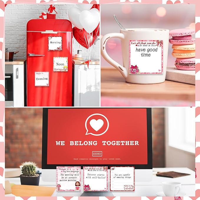 Valentines Day Sticky Notes Gifts - 9 Pack Christian Valentine Day Notepads 3x3 Inches, Pink Love Self-Adhesive Memo Pads, Valentine Galentines Office Study Supplies (450 Sheets)