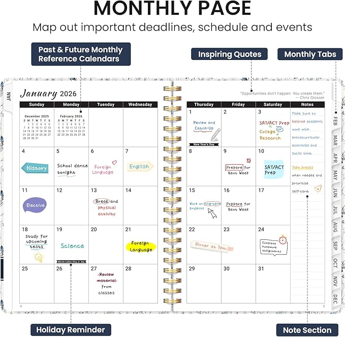 2026 Planner, Aesthetic Weekly and Monthly Planner for Women, Jan 2026 to Dec 2026, Hardcover 2026 Calendar Book with Monthly Tabs, Inner Pocket, Perfect for Office Home School - A4 (8.5" x 11"), Butterfly Grove