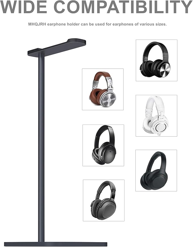 MHQJRH Aluminum Headphone Stand Headset Holder for Sennheiser, Sony, Bose, Beats,AKG, Razer Headphone Display Stand (Black)