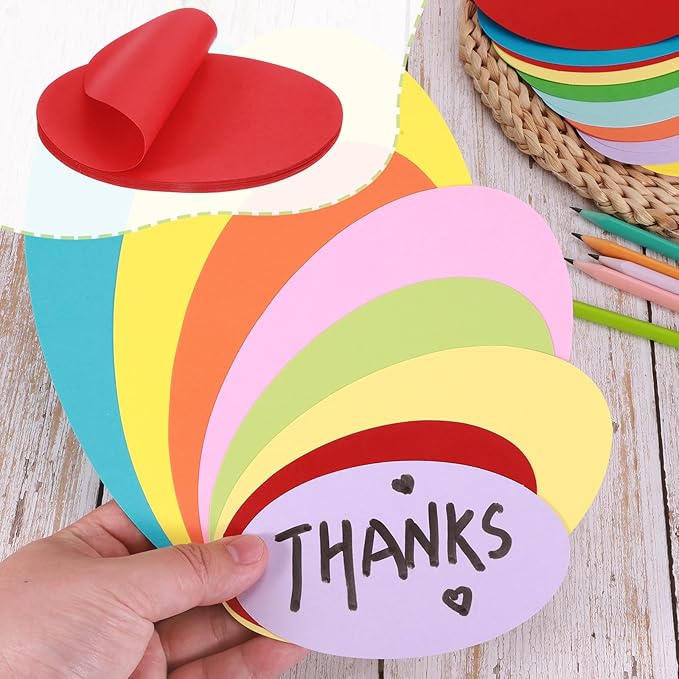 MECCANIXITY Oval Card Stock 7.1 Inch Width 11.8 Inch Length 30 Pcs 50lb/180gsm Colored Cutouts Paper Thick Cardstock Coaster for Craft Bulletin Board Decor, Red