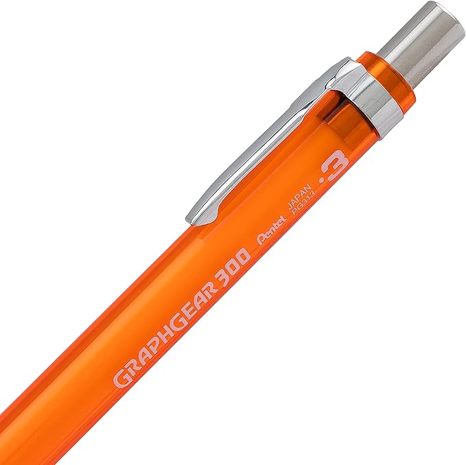 Pentel Arts GraphGear 300 Mechanical Pencil, (0.3mm) Extra-fine line, 1- Pack, Orange Barrel (Pack of 2)