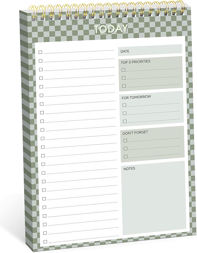 To Do List NotePad, Aesthetic To Do List Notebook for Work With 52 Sheet For Daily Tasks and Goal Setting, Undated Daily Planner Perfect for Office, Home and School Supplies - Mint Checkered