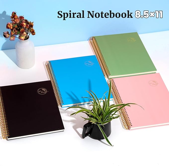 FLYING EAGLE Spiral Notebook 8.5 X 11, 1 Subject, 200 Pages College Ruled Notebook, 3-Hole Punched Paper, Hardcover Spiral Bound Notebooks for Work, School, Lined Note Taking, Blue