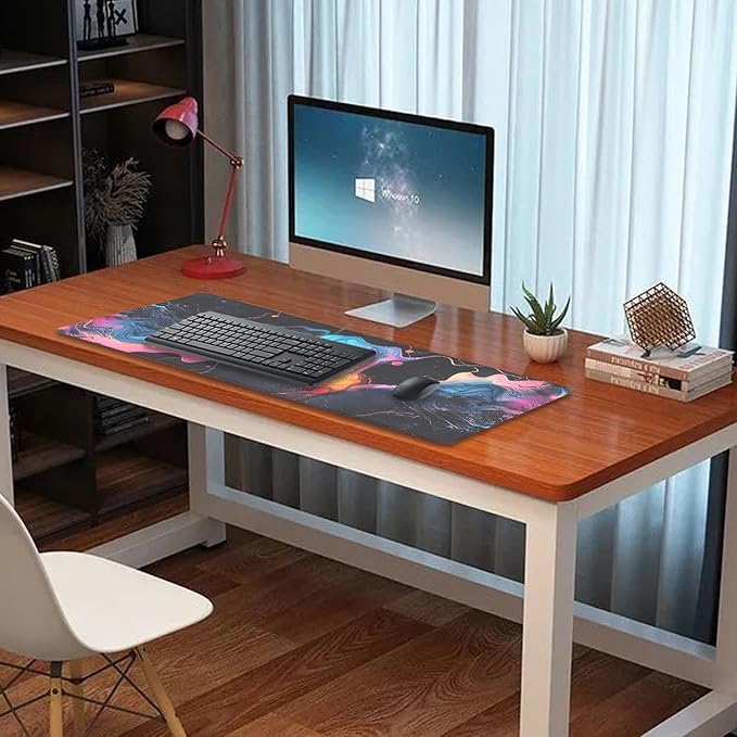 Colorful Abstract Art Desk Pad Mouse Pad,Large XL Mouse Mat with Stitched Edges,Non-Slip Rubber Base Mousepad for Office PC Keyboard Laptop and Home Work Desk Mat(31.5X11.8 in)