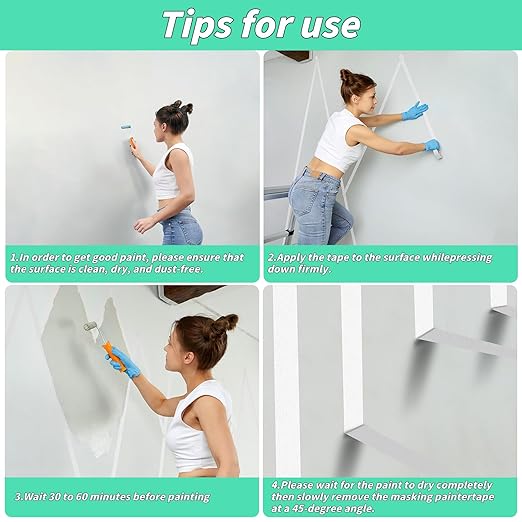 12 Rolls White Painters Tape Bulk 2 inch x 660 Yards, Painters Masking Tape No Residue Wall Painting Tape Artist Tape Trim Edge Finishing Tape for Wall Painting Decoration DIY Supplies